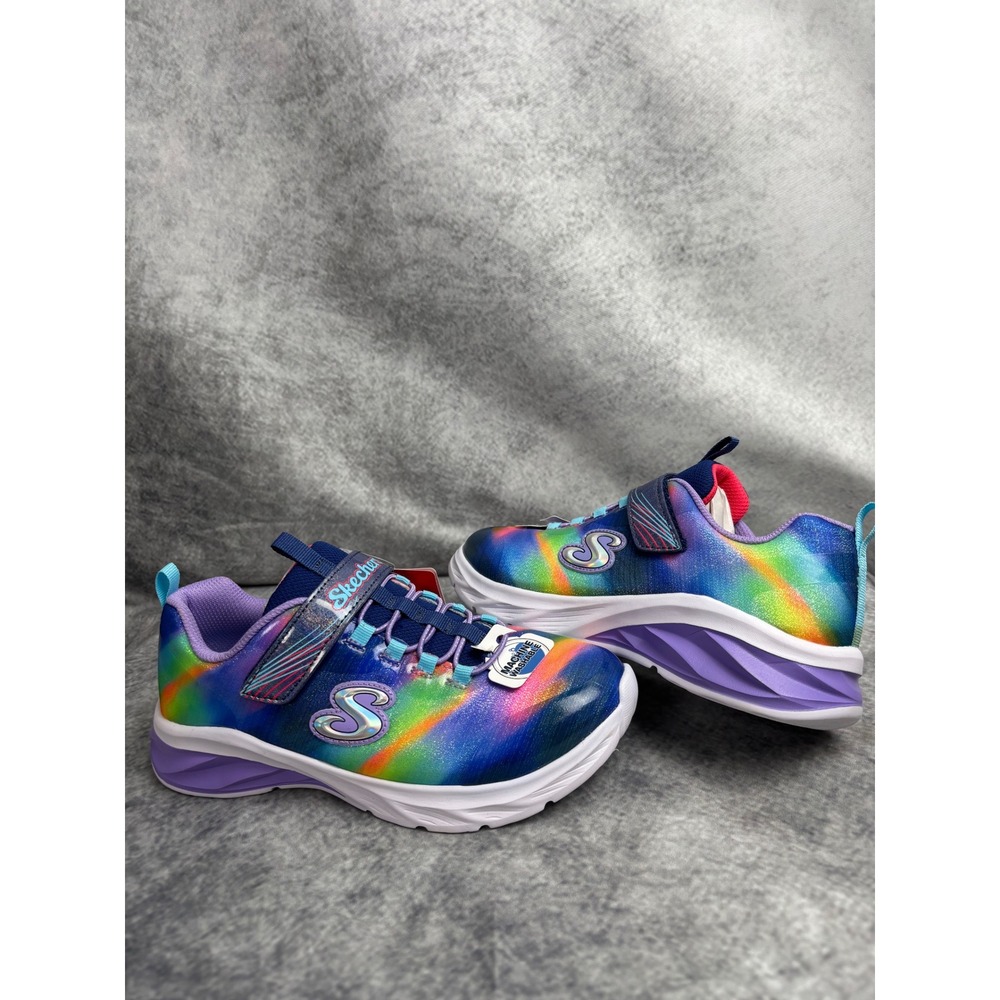 Skechers Coastline Sneakers Girls Youth Multi-Color Rainbow Wide Width Sz 4 NWT